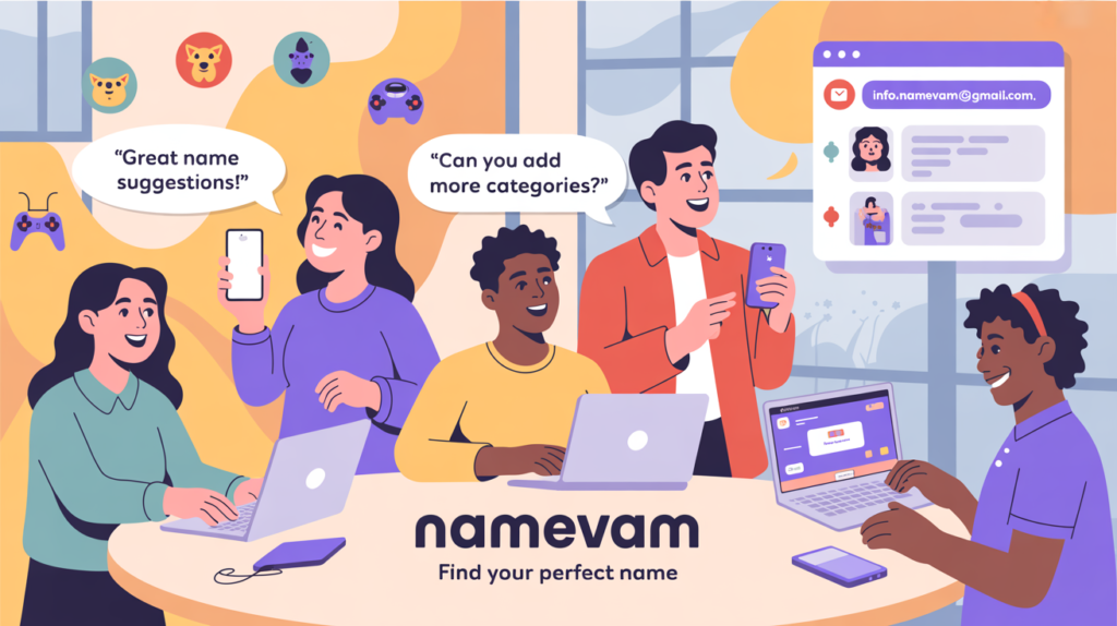 Connect with the NameVam team for feedback and ideas