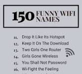 “Funny WiFi names list displayed in laptop WiFi network settings.”
